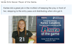Player of the Game vs Desert Vista High School
